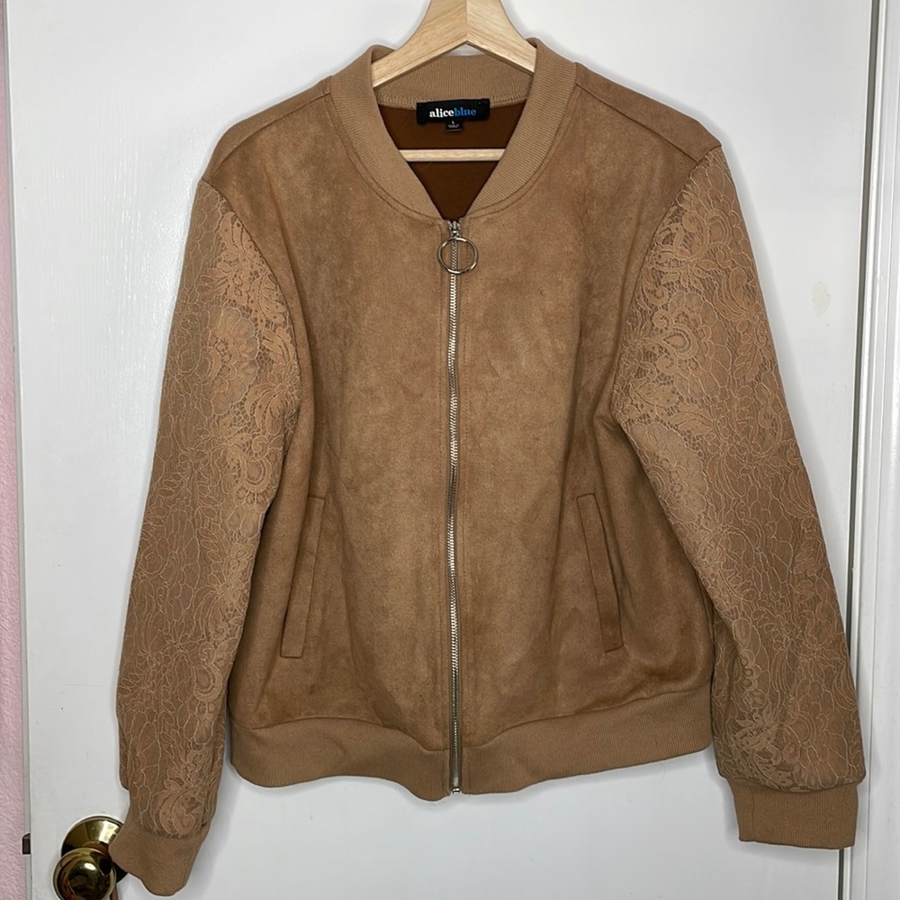 Faux Suede Bomber Jacket